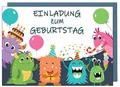 20 Einladungskarten Kindergeburtstag: Monster Geburtstagseinladungen