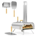 Outdoor Pizzaofen Holzbefeuerter Pizza Ofen aus Edelstahl, Backofen mit Deckel