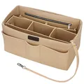 Betoores Taschenorganizer Filz Innentaschen für Handtaschen, Bag in Bag Organizer Innentaschen für Speedy 35 und LV Neverfull MM,Beige - L