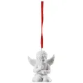 Rosenthal Baumbehang Engel-Anhänger mit Blumenkranz weiss matt 7,5 cm, Figuren weiß