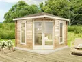 Alpholz 5-Eck Gartenhaus Liwa Compact Gartenhaus aus Holz, Holzhaus mit 28 mm Wandstärke, Blockbohlenhaus mit Montagematerial