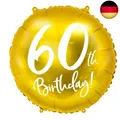 Luftballon 60, Geburtstag Ballon 60 Geburtstag Gold hochwertig Folienballon 60