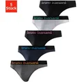 String BRUNO BANANI, Herren, Gr. XXL, bunt (navy, blau, schwarz, pink, grau, meliert, mint, anthrazit, meliert, gelb, schwarz, grau), Jersey, Obermaterial: 95% Baumwolle, 5% Elasthan, unifarben, körpernah, Unterhosen, mit Streifen Logo Webbund
