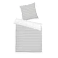 TOM TAILOR Renforcé-Bettwäsche, 80x80 cm + 135x200 cm, 100% Baumwolle/Renforcé, Mit Wendemotiv und farbigem Markenreißverschluss, Check & Stripes Grau, Weiß (Light Grey & Crisp White)
