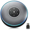 eMeet Konferenz-Lautsprecher OfficeCore M2 Stand-Lautsprecher (Bluetooth, Konferenz-Lautsprecher mit 4 AI Array Mikrofonen, Echo- & Geräuschunterdrückung, geeignet für bis zu 8 Personen, AUX, USB, 360° Spracherkennung) grau 12.50 cm x 3.50 cm x 12.50 cm