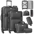 KESSER® Reisekoffer Set 4-teilig | Trolley Kofferset Stoffkoffer mit 3-Ziffern-TSA-Schloss, 360° Rollen & Teleskopgriff | Kosmetiktasche Handgepäck Leichter Koffer & große Koffer