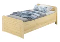 ERST-HOLZ Massivholzbett Seniorenbett Extra Hoch 100 x 200 cm Höhenverstellbar Massive Kiefer, Kiefer farblos lackiert