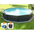 Steinbach Aktionsangebot Stahlwand Swimming Pool Set "Nuovo de Luxe",anthrazit / silbergrau,Ø 460 x 120 cm