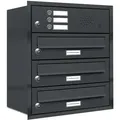 AL Briefkastensysteme 3 Fächer Premium Unterputz Briefkasten Anlage mit Klingeln RAL 7016 Anthrazit Grau, A4, wetterfest, Artikelnummer 132P3U1KSP7016