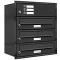 3er Premium Briefkasten Unterputz Anthrazit mit Klingel Postkasten 1x3 L
