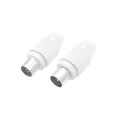 Hama TV-Antennenstecker (2 Antennenstecker TV Koaxialstecker männlich + Koaxialstecker weiblich, Durchmesser 5-7 mm, 2 Stück) weiß