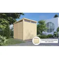 Gartenhaus BERTILO "Woodline", beige (naturbelassen), Fußboden im Gartenhaus, ohne Dacheindeckung, Gartenhäuser
