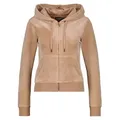 Juicy Couture Kapuzennickijacke ROBERTSON HOODIE GOLD HARDWARE Damen Trainingsjacke Damen, Sweatjacke mit Kapuze, Velour, mit Glitzer, Sale braun L
