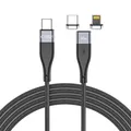 2in1 Magnetkabel 60W in Schwarz 3A 1m USB-C kompatibel mit iPhone und USB-C