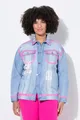 Angel of Style Sommerjacke Jeansjacke oversized Schriftzug Neon-Kanten