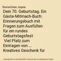 Dein 70. Geburtstag. Ein Gäste-Mitmach-Buch: Erinnerungsbuch mit Fragen zum Aus