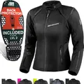 SHIMA RUSH Motorrad Jacke Damen mit Protektoren Textil AIRFORCE Rückenprotektor Wasserdicht Motorradjacke Sommer Motorradkombi Motorradhose Mesh Touren (Schwarz, Frauen, Schutzjacken, Größe XL)