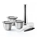 RECAFIMIL Wiederverwendbare Kaffeekapseln, 3er-Pack, wiederverwendbare Kaffeepads mit Tamper, nachfüllbare Edelstahl-Kaffeekapseln, Filter kompatibel mit Nespresso-Maschinen