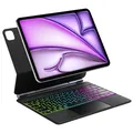 Inateck Magic Keyboard,Tastatur Hülle Kompatibel mit iPad Air 13 Zoll (2025/2024),ipad Pro 12.9 Zoll 6/5/4/3 Generation, 3-Zonen Hintergrundbeleuchtung,Multi-Touch Trackpad, Magnetisch KB09118