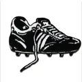 Aufnäher / Bügelbild - Fußballschuh Fußball - schwarz - 7,3x5,5cm