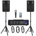 DJ PA Anlage Gesangsanlage 4-Kanal Powermixer Bluetooth MP3 USB SD Zubehör 100W