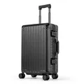Travelhouse 100% Aluminium Handgepäck-Koffer Tokyo · hochwertige Aluminium Legierung mit 4 Rollen und zweifachem TSA-Zahlenschloss · Vol. 41,5L - schwarz 4X Silent Move Doppelrollen