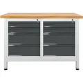 ADB Werkbank Premium, 42932, anthrazit, mit 8 Schubladen, 120 x 84 x 60 cm