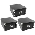 Ideen-mit-Herz Aufbewahrungsbox 11 Liter, mit Deckel, Pappe, schwarz, A4, 26 x 31 x 14cm, 3 Stück
