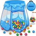 KIDUKU® Kinderzelt Bällebad Babyzelt Spielhaus Spielzelt +100 Bälle +Tasche Blau