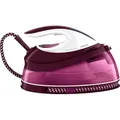 Philips PerfectCare Compact GC7842/40, 2400 W, 1,5 L, 6,5 bar, Dampf 400 g/min, SteamGlide-Sohle, automatische Abschaltung, Smart Calc Clean-Technologie, Weiß/Rot
