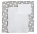 TupTam Wickelauflage mit 2 wasserfesten Frotteebezügen – weich gepolstert & hautfreundlich MAR02579, Farbe: Grau Große Weiße Sterne, Größe: 75 x 80 cm