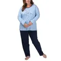 Moonline Pyjama Pyjama in großen Größen (Übergröße XL - 4XL) aus 100% Baumwolle blau 52-54