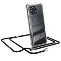 EAZY CASE Handykette kompatibel mit Xiaomi Mi 11 / Mi 11 5G Handyhülle mit Umhängeband, Handykordel mit Schutzhülle, Silikonhülle, Hülle mit Band, Stylische Kette mit Hülle für Smartphone, Schwarz