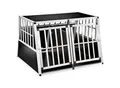 tectake® Hundetransportbox doppel, mit schräger Rückwand, verschließbare Gittertür, mit schützenden Kunststoffecken