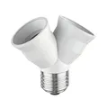 ledscom.de E27 Sockel, 2-fach Splitter-Adapter, weiß