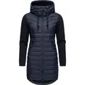 Ragwear Steppmantel Lucinda Long II Mantel aus modernem Materialmix mit Kapuze blau S (36)