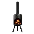 BonFeu BonBini Terrassenofen Schwarz – Kompakter Gartenkamin aus robustem Stahl, Ø 30 cm, H 115 cm – Eleganter Outdoor-Kamin für Garten, Balkon & Terrasse – Inklusive Schürhaken & Deckel