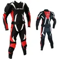 Motorradkombi PROANTI Gr. 54, weiß (schwarz, rot, weiß), Overalls, 54, N-Gr, Obermaterial: 90% Büffelleder, 5% Elasthan, 5% Polyester. Innenfutter: 100% Polyester, aus Leder