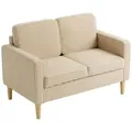 HOMCOM Sofa 2 Sitzer Couch mit 2 Wurfkissen, Stauraum Loveseat aus Corduroy - Beige