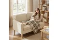 HOMCOM 2-Sitzer Modern Polstersofa mit 2 Wurfkissen Stauraum Massivholzfüßen, Couch 1 Teile, aus Corduroy für Wohnzimmer, Schlafzimmer, Beige 117 x 63 x 79 cm