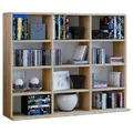 VCM Holzregal stehend platzsparender CD-Schrank für 480 CDs oder 224 DVDs Maße:H. 82 x B. 102 x T. 23 cm Elegantes DVD Regal stehend Blu-Ray Regal CD Regal Megosa L