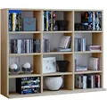 VCM CD-Regal Megosa Mini, 912419, sonoma eiche, aus Holz, 102 x 83 x 23cm, 12 Fächer
