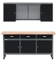 Küpper Werkstatt Set 70421-9, Werkstatteinrichtung Werkbank 170 cm mit Vollbuchenplatte, Hängeschrank (Schwarz)