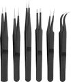 Goobay 41256 Pinzette Set mit rostfreien Flachpinzetten, Spitzpinzetten, Kreuzpinzetten plus Antistatik