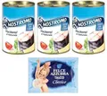 3er-Pack Nostromo Mackerel al Naturale,Natürliches Makrelenfilet, 425g Dose + 1er-Pack Kostenlos Felce Azzurra Talkumpuder, 100g-Beutel