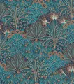 Rasch Tapete 711301 - Vliestapete mit Palmen und Palmenblättern in Petrol, Blau und Gold aus der Kollektion Sophia - 10,05m x 0,53m (LxB)