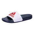 adidas Unisex Adilette Shower Slides, Cloud White / Scarlet / Victory Blue, 40.5 EU
