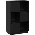 vidaXL Highboard Schwarz 74x35x117 cm Massivholz Kiefer 814368