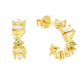 Brandlinger ® Ohrringe Silber 925. Creolen mit Stein Farbverlauf grün. Schmuck Damen vergoldet mit 18 Karat Gold für Frauen und Mädchen. Äußerer Durchmesser 16mm.