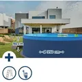 Stahlwandpool Set Rund Arizona 350x90 Cm, Stahl 0,3 Mm Anthrazit, Folie 0,2 Mm Sand, Overlap